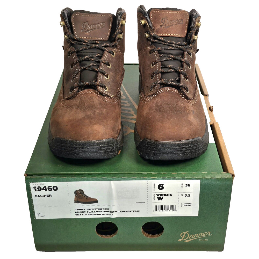 Danner Womens Size 6 W Caliper 5" Brown Leather Waterproof Work Boots 19460 USA